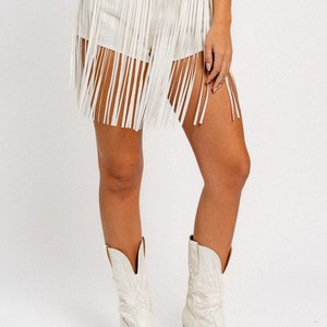 Bestselling Women's Fringe High Waisted Denim Shorts Casual Club Country Music Festival Party Beach Concert Tassel Trendy Fashion white image 6