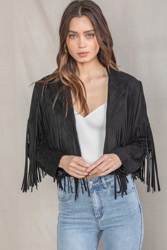 Black cropped suede shop jacket