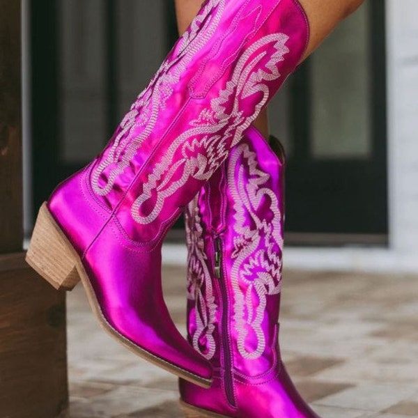 Hot Pink Boots Etsy