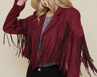 wine suede jacket