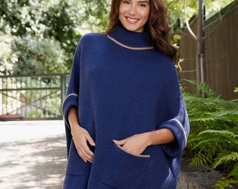 Bestseller! Cozy Turtle Neck Poncho with Arm Holes Poncho fall autumn winter sweater one size gift for best friend