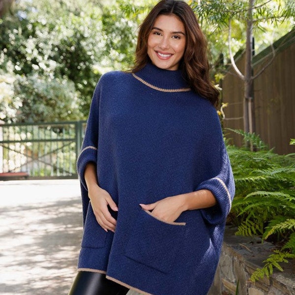 Bestseller! Cozy Turtle Neck Poncho with Arm Holes Poncho fall autumn winter sweater one size gift for best friend