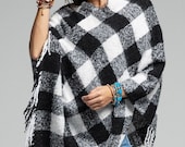 Buffalo Check Plaid Poncho Fall Poncho Winter Poncho Winter Sweater Cozy Sweater