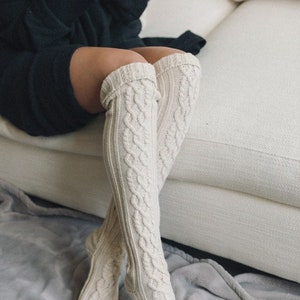 Cable Knitted Lounge Socks // Open Work Knit Lounge Socks