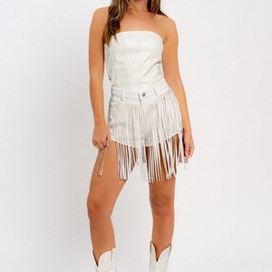 Bestselling Women's Fringe High Waisted Denim Shorts Casual Club Country Music Festival Party Beach Concert Tassel Trendy Fashion white image 9