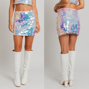 Bestselling Sequin Skirt - iridescent multicolor Festival clothing Rave Outfit Festival Skirt Mini Skirt rave outfits rave clothing women