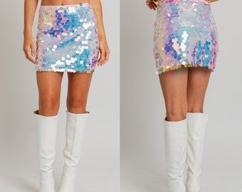 Bestselling Sequin Skirt - iridescent multicolor Festival clothing Rave Outfit Festival Skirt Mini Skirt rave outfits rave clothing women