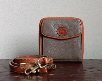 Dark Taupe Dooney & Bourke W50 Square Zip-Along Convertible Crossbody Wallet Belt Bag