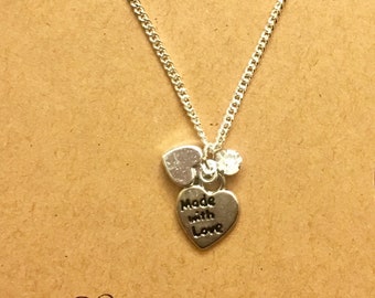 Silver Plated Heart 'Made With Love' Necklace