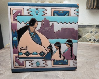 Hand-painted Tu-Oti Collection Art Tile with desert scene