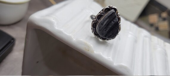 Antique Shard Pottery Navajo find Tile molded on   Sterling Silver  Ring Vintage Southwest Artisan Size 11 Navajo View 6