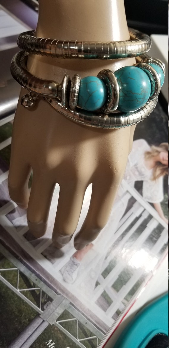 Veined Princess  Turquoise Tubogas Wrap Bracelet  