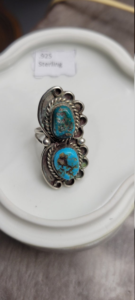Antique SouthWest Sleeping Beauty Turquoise  Ring… - image 4