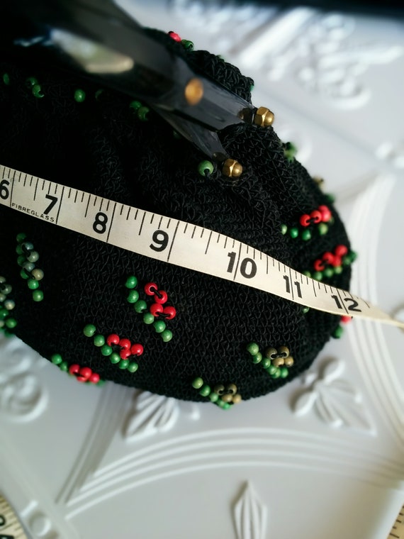 Retro Crochet tidy and good size handmade Black M… - image 7