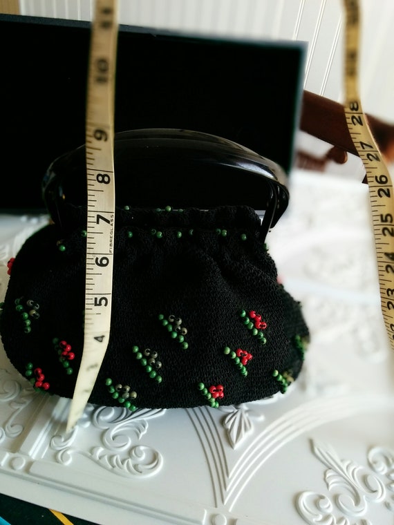 Retro Crochet tidy and good size handmade Black M… - image 8