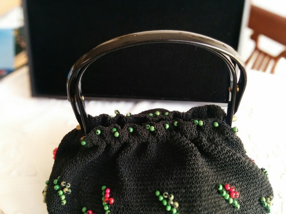 Retro Crochet tidy and good size handmade Black M… - image 6