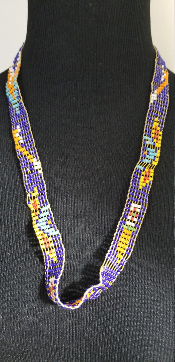 Navajo Antique Seed Beaded Necklace Thunderbird