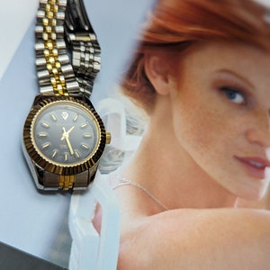 Montre de travail avec puces en diamant, bracelet en or et en argent pour femme et diamant véritable