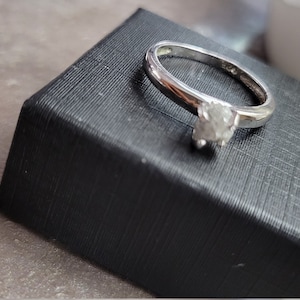 Sparkle Rough Diamond Rock Promise Ring Sterling Promise Ring 4 Prong 5mm   Size 7 weights 1.8gr