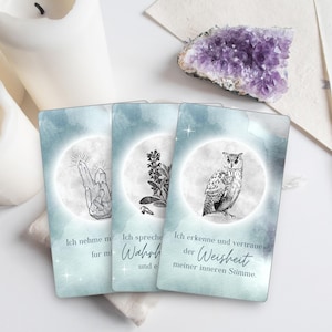Orakelkarten Set | 25 Weisheitskarten Tarotkarten Krafttierkarten Affirmationskarten für Rauhnächte Mondorakel Tagesimpulse