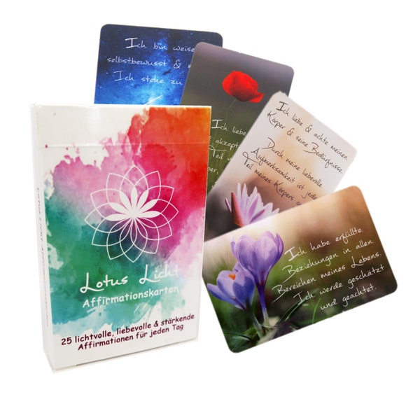 Affirmationskarten Lotus Licht 25 Karten mit positiven Gedanken für jeden Tag Achtsamkeitskarten Mantra Kartenset (Deutsch)