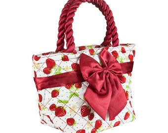 Strawberries print Nina cotton cosmetic bag
