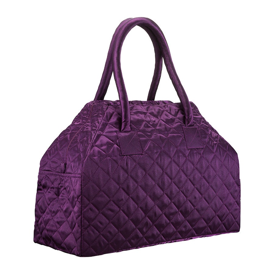 purple weekender bag