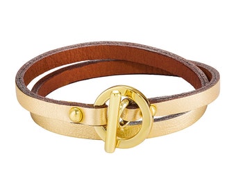 Golden Daphnis leather bracelet