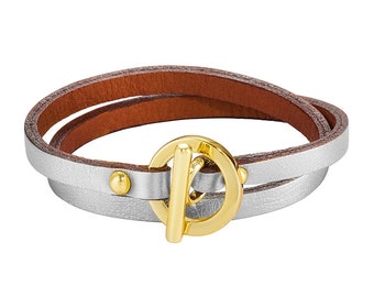 Silver Daphnis leather bracelet