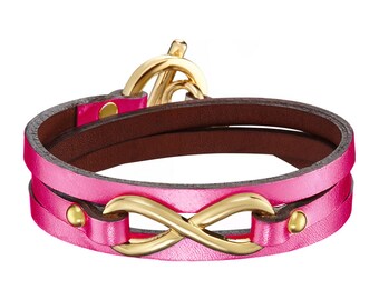 Pink Infinity leather bracelet