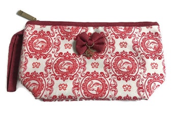 ELLE pencil case shaped red cotton make-up bag