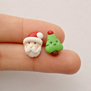 Christmas Earrings - Secret Santa Gift idea - Xmas present - Santa Earrings  - Christmas Tree Earrings