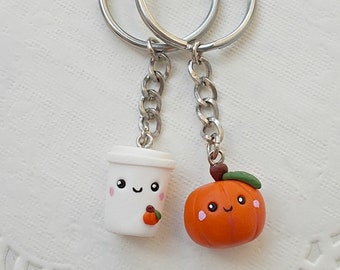 Halloween Keychain Set - Fall Thanksgiving Gift - BFF Gift - Best Friend Gift Idea - Pumpkin - Halloween Pumpkin - Pumpkin Spice Latte