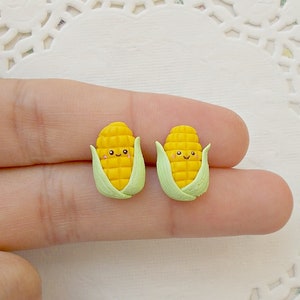 Corn Earrings - Fall Thanksgiving Gift -Christmas gift- Funny Stud Earrings - Kawaii Earrings - Miniature Food Earrings