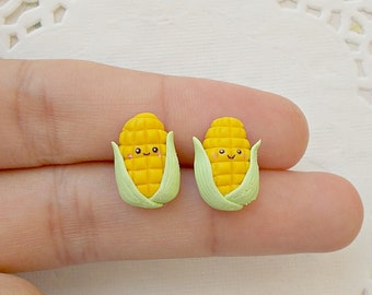Corn Earrings - Fall Thanksgiving Gift -Christmas gift- Funny Stud Earrings - Kawaii Earrings - Miniature Food Earrings
