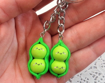 Two Peas In a Pod Keychain- Best Friend Keychain - Mothers Day Gift Idea -Friendship Keychain - Pea in Pod-Twins - Christmas gift