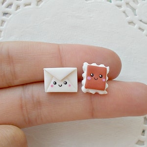 Pendientes Kawaii - Regalo de San Valentín - Pendientes de Carta y Sello - Regalo de Pareja - Regalo de Novia - Idea de Regalo BFF - Pendientes de Mejor Amigo