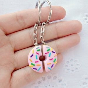 Donut Keychains - Best Friend Keychains - BFF Gift Idea- Boyfriend Girlfriend Gift - Friendship Keychain for 2 - Miniature Food