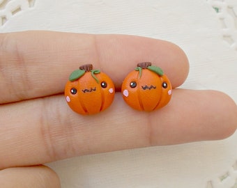 Halloween Pumpkin Earrings - Halloween jewelry - Thanksgiving Earrings - Fall Stud Earrings - Autumn Gifts