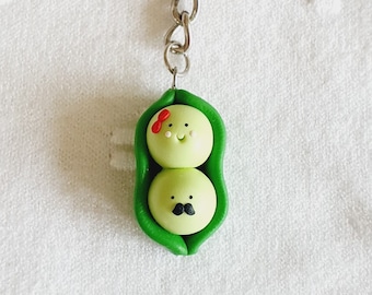 Two Peas In a Pod Keychain- Couple Keychain Engagement Gift - Best Friend Keychains -Friendship Gift - Valentines Day Gift - Christmas gift