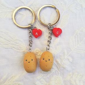 Porte-clé pomme de terre joli cadeau pomme de terre idée cadeau fête des mères petit ami petite amie cadeau porte-clés couple cadeau Saint Valentin cadeau de Noël image 2