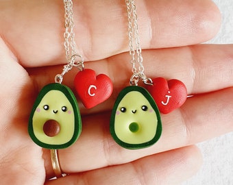 Collares de aguacate - Collares a juego de mejores amigos - Regalo de pareja - Regalo de compromiso - Regalo de larga distancia - Regalo del día de San Valentín - Regalo de Navidad