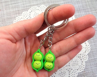 Two Peas In a Pod Keychain- Best Friend Keychain - Friendship Keychain - Pea in Pod Keychains-Twins - Valentines Day Gift - Christmas gift