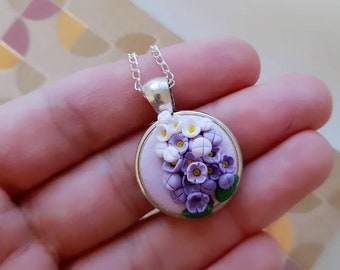 Lilac Flower Necklace - Floral Spring necklace -Mothers Day Gift - Easter flower jewelry - Easter gift for girlfriend, sister, mom, daughter