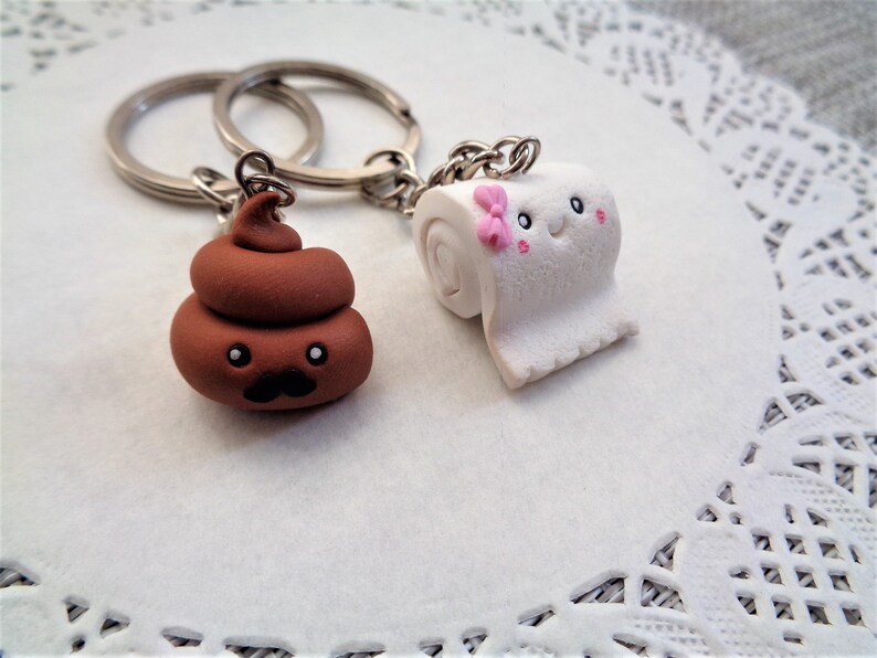 Poop and Toilet Paper Keychain Valentines Day Giftbest Etsy