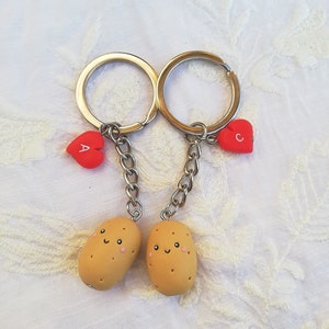 Porte-clé pomme de terre joli cadeau pomme de terre idée cadeau fête des mères petit ami petite amie cadeau porte-clés couple cadeau Saint Valentin cadeau de Noël image 3