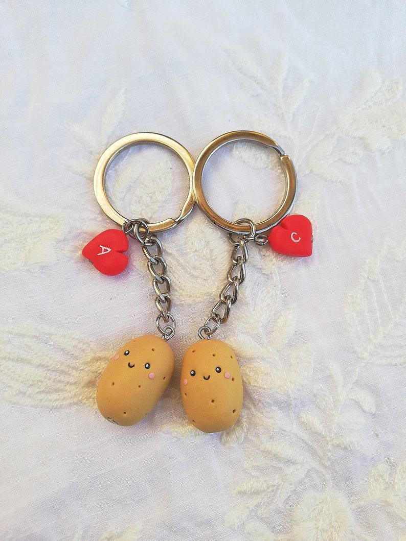 Porte-clé pomme de terre joli cadeau pomme de terre idée cadeau fête des mères petit ami petite amie cadeau porte-clés couple cadeau Saint Valentin cadeau de Noël image 3