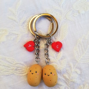 Porte-clé pomme de terre joli cadeau pomme de terre idée cadeau fête des mères petit ami petite amie cadeau porte-clés couple cadeau Saint Valentin cadeau de Noël image 4