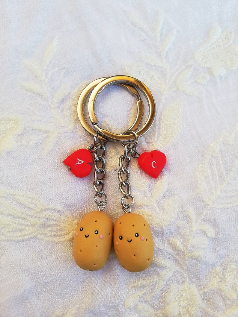 Porte-clé pomme de terre joli cadeau pomme de terre idée cadeau fête des mères petit ami petite amie cadeau porte-clés couple cadeau Saint Valentin cadeau de Noël image 4