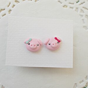 Pig Earrings Valentines Day Gift Cute Stud Earrings Kawaii Earrings Funny Kids Earrings Animal Earrings Gift for her image 2